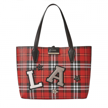 Bobbi reversible tartan shopper