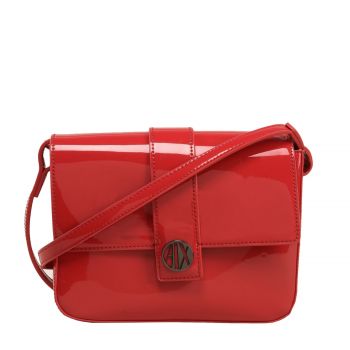 Patent logo clasp crossbody