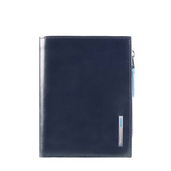 Blue square wallet with detachable id holder