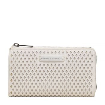 Diamond perforated half-zip wallet