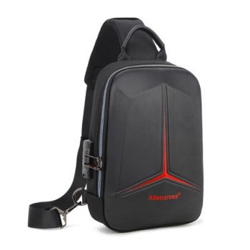 Rucsac pentru barbati Aliencross GT1471, multifunctional: antifurt, cu port USB si cifru, model negru