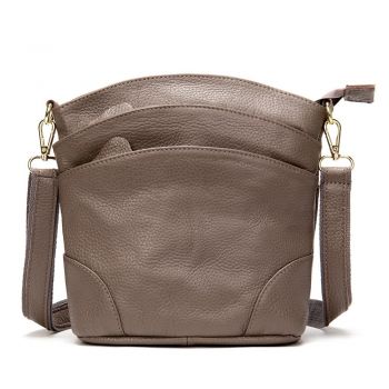 Geanta dama Missa GT1047, piele naturala, dark taupe