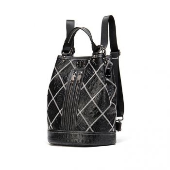 Rucsac dama Rina GT1039, piele naturala, negru