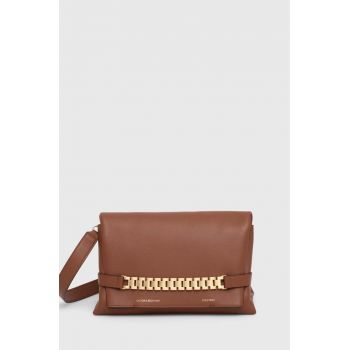 Victoria Beckham poseta piele Chain Pouch culoarea alb, B223AAC004769A