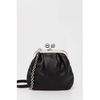 Weekend Max Mara poseta piele culoarea negru, 2425516084600