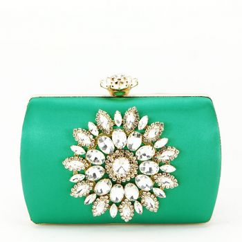 Clutch decorat cu brosa B-BRS-210 06 Verde