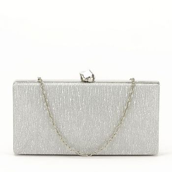 Geanta clutch argintie cu sclipici B-BYH809 -06