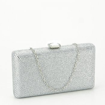 Geanta clutch argintiu cu pietricele B-BJH-715 06