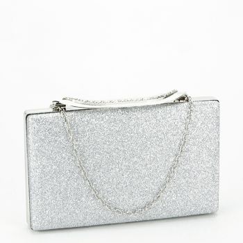 Geanta clutch argintiu cu sclipici B-BYH-872 06