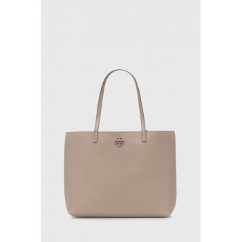 Tory Burch poseta de piele McGraw culoarea bej, 152221.200