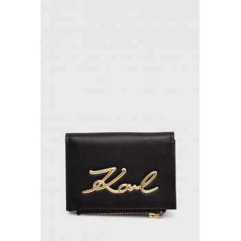 Karl Lagerfeld portofel de piele femei, culoarea negru, 245W3231