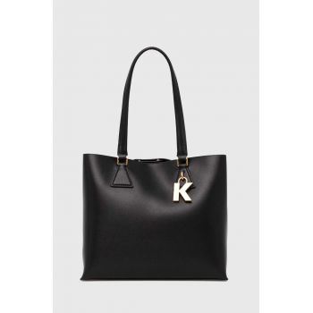 Karl Lagerfeld poseta de piele culoarea negru, 245W3046