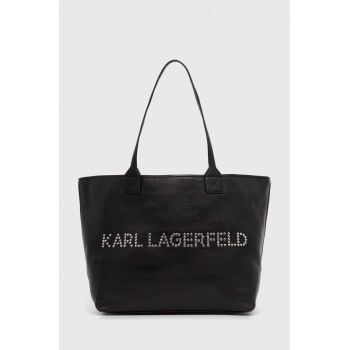 Karl Lagerfeld poseta de piele culoarea negru, 245W3086