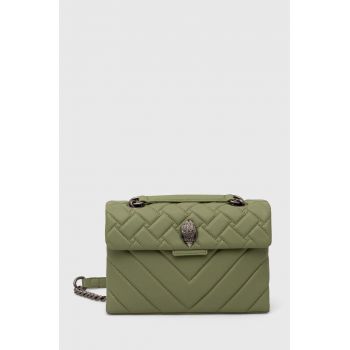 Kurt Geiger London poseta de piele LEATHER KENSINGTON BAG culoarea verde, 539976109