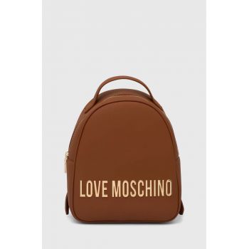 Love Moschino rucsac femei, culoarea maro, mic, cu imprimeu, JC4197PP1LKD0000