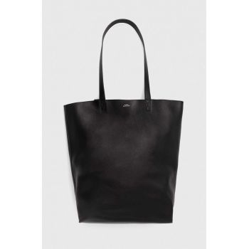 A.P.C. geanta de piele cabas maiko culoarea negru, PXBOK.M61500