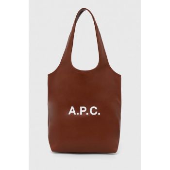 A.P.C. geanta tote ninon small culoarea maro, PUAAT.M61861