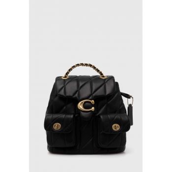 Coach ghiozdan de piele Tabby femei, culoarea negru, mic, neted, CU076