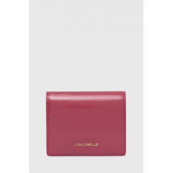 Coccinelle portofel de piele METALLIC SHINY CALF femei, culoarea roz, E2 RX8 11 D3 01