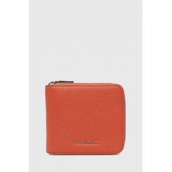 Coccinelle portofel de piele METALLIC SOFT femei, culoarea portocaliu, E2 MW5 11 E2 01