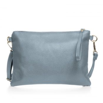 Geanta plic crossbody bleu, din piele naturala