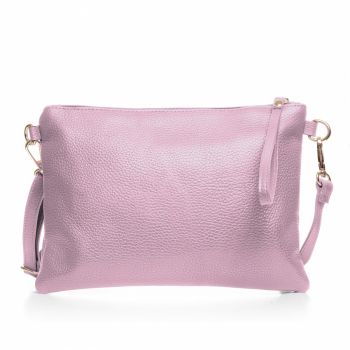 Geanta plic crossbody lila deschis, din piele naturala la reducere de firma originala