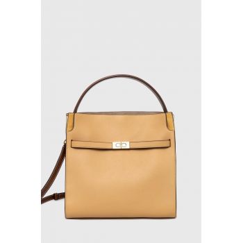 Tory Burch poseta de piele CN culoarea bej, 154749.200