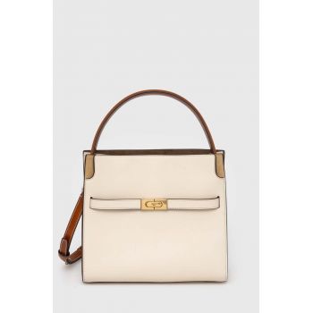 Tory Burch poseta de piele CN culoarea bej, 158641.122