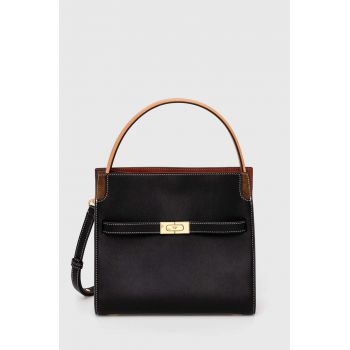 Tory Burch poseta de piele CN culoarea negru, 61302.001