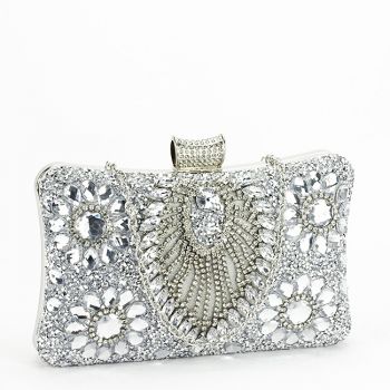 Clutch elegant argintiu cu cristale B-2023-15 05