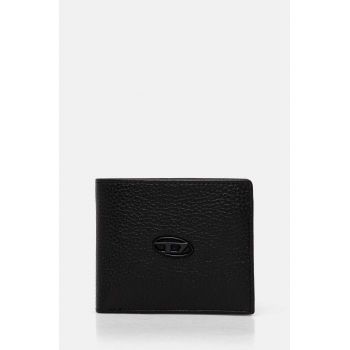 Diesel portofel de piele BI FOLD COIN S barbati, culoarea negru, X08844.P0685