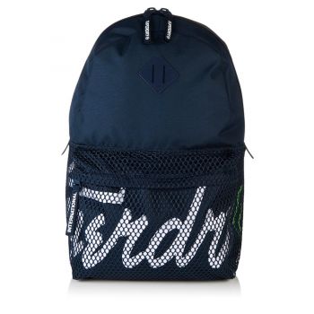 Rucsac cu logo, compartiment exterior si model plasa, albastru, barbati, Superdry