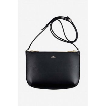 A.P.C. poseta de piele Sac Sarah PXBJQ-F61404 BLACK culoarea negru