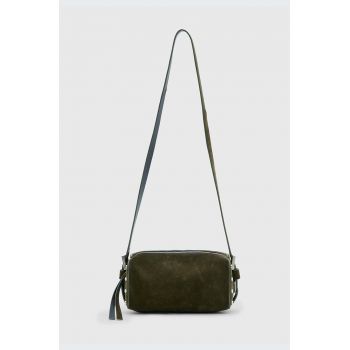 AllSaints geanta de mana din piele intoarsa MIRO culoarea verde, W065XB