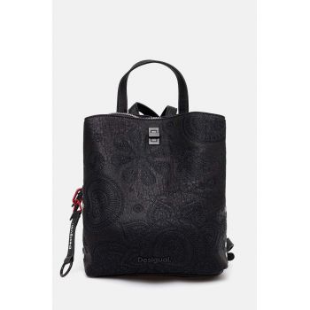 Desigual rucsac DEJAVU SUMY MINI femei, culoarea negru, mic, cu imprimeu, 24WAKP02