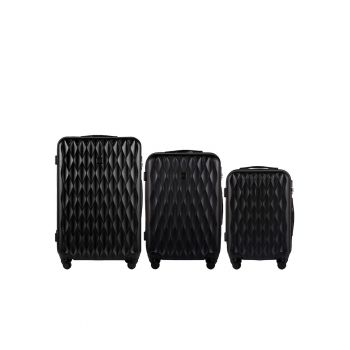 Set 3 trolere - ABS - 97 l - Negru