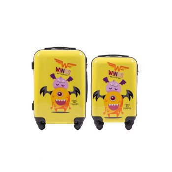 Set Trolere - Policarbonat - 4 Roti - WKIDS - 2 Piese - Imprimeu Monster