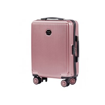 Troler Cabina - PC 565 - 55 cm - 4 Roti Duble - Cifru TSA - Policarbonat - Rose