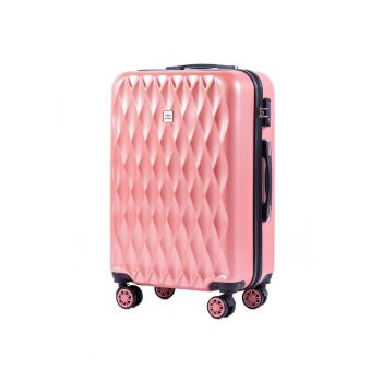 Troler Mediu - PC 190 - 66 cm - 4 Roti Duble - Cifru TSA - Policarbonat - Rose