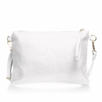 Geanta plic crossbody alba, din piele naturala