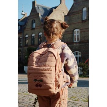 Konges Sløjd ghiozdan copii JUNO QUILTED BACKPACK MIDI culoarea portocaliu, mare, cu imprimeu, KS101249