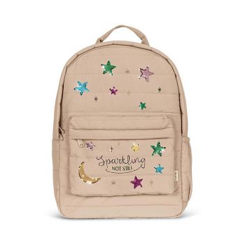 Konges Sløjd ghiozdan copii JUNO QUILTED SEQUIN BACKPACK MIDI culoarea bej, mare, cu imprimeu, KS101319