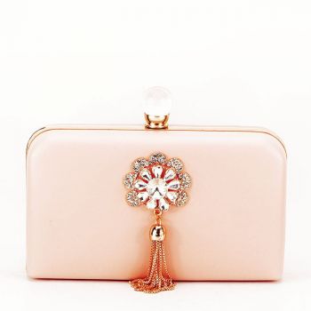 Clutch decorat cu brosa B-LK5669 05 Roz