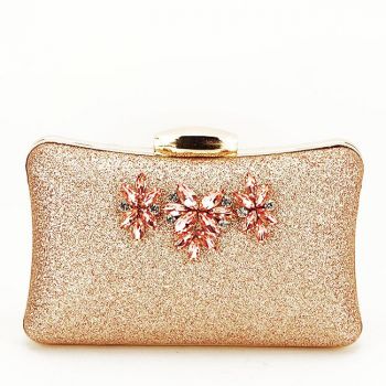 Clutch decorat cu pietre B-BYH814 05 Champagne