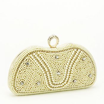 Clutch elegant cu perle B-BME-22732 05 Auriu la reducere de firma originala