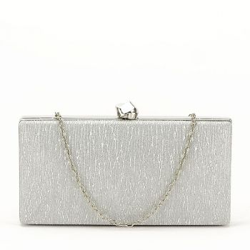 Geanta clutch argintie cu sclipici B-BYH809 -06