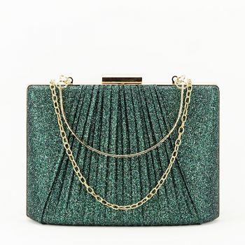 Geanta clutch verde cu sclipici B-BJH-22704 06