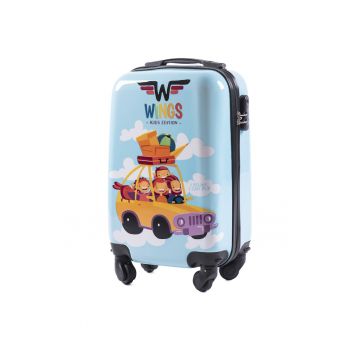 Troler Cabina - Policarbonat - 4 Roti - WKIDS - 50 cm - Imprimeu Car