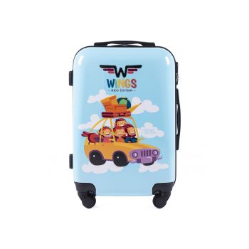 Troler Cabina - Policarbonat - 4 Roti - WKIDS - 55 cm - Imprimeu Car