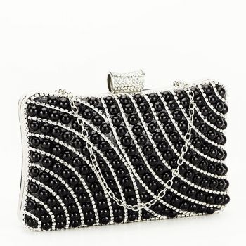 Clutch elegant cu perle B-BYH-802 05 Negru